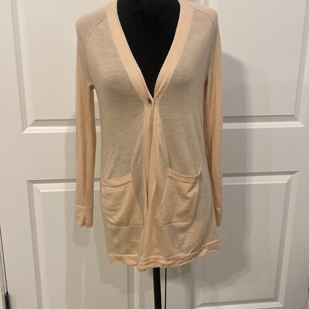 Eileen Fisher 100% Merino Wool Light pink/blush Cardigan with Pockets and Button - Picture 1 of 10